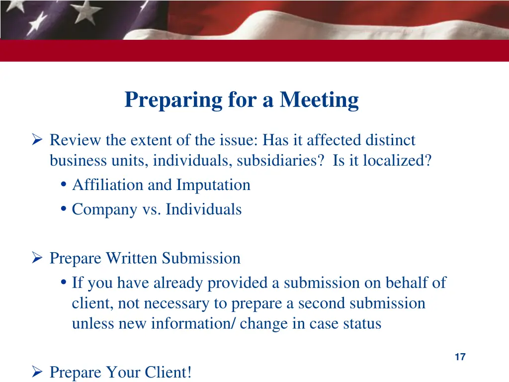 preparing for a meeting