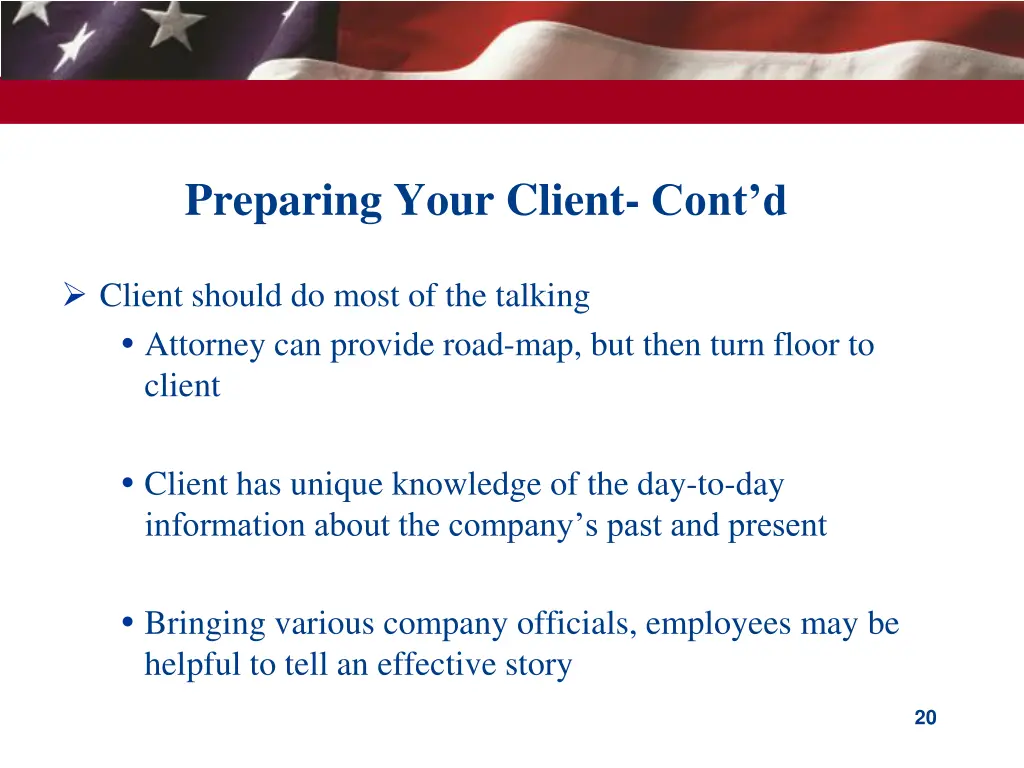 preparing your client cont d