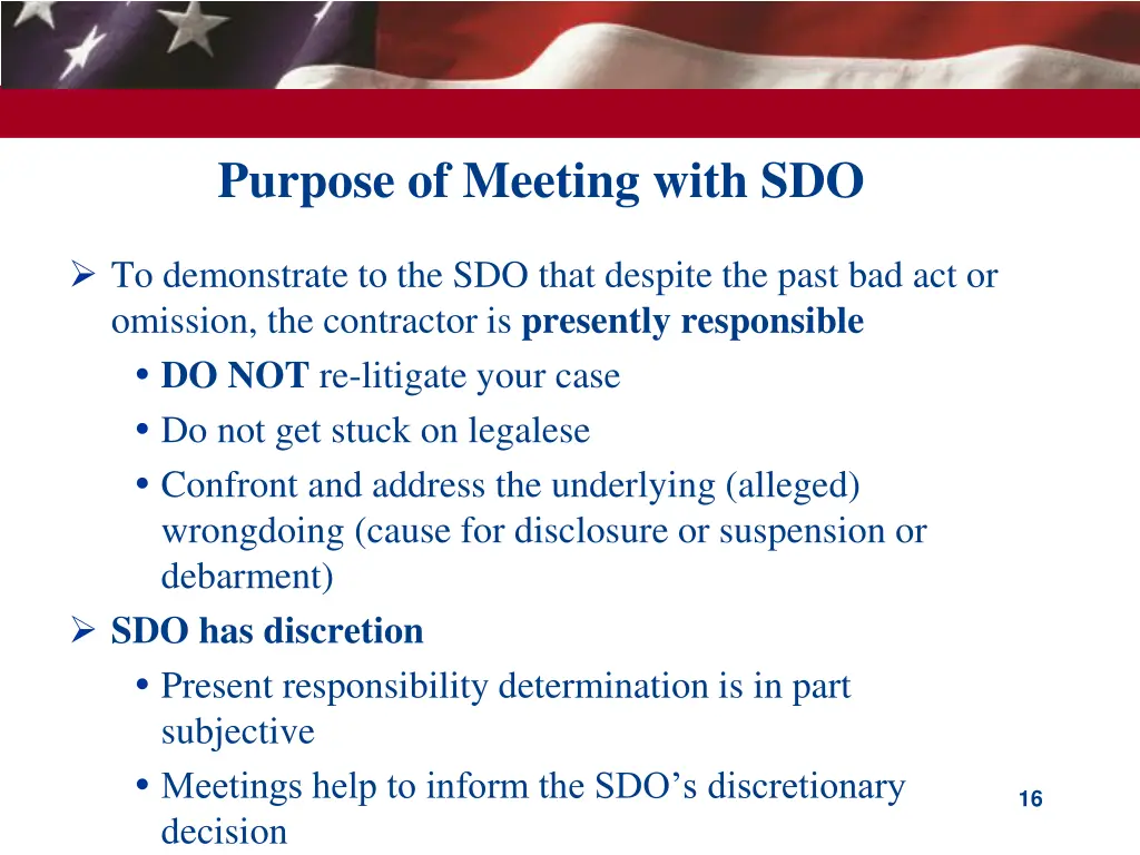 purpose of meeting with sdo