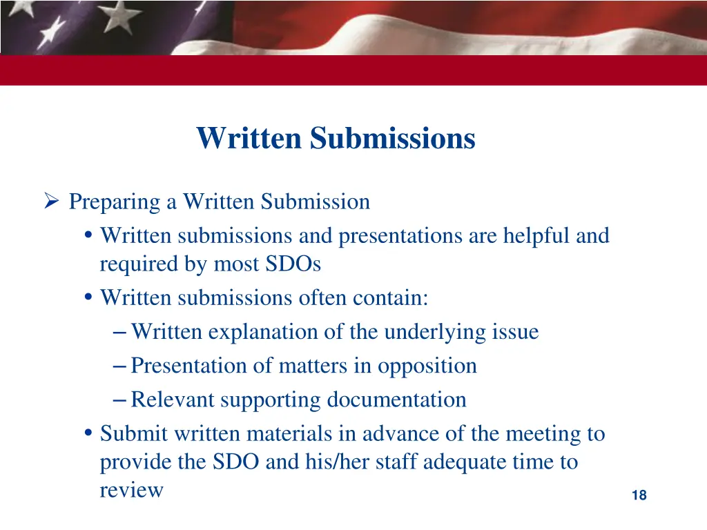 written submissions