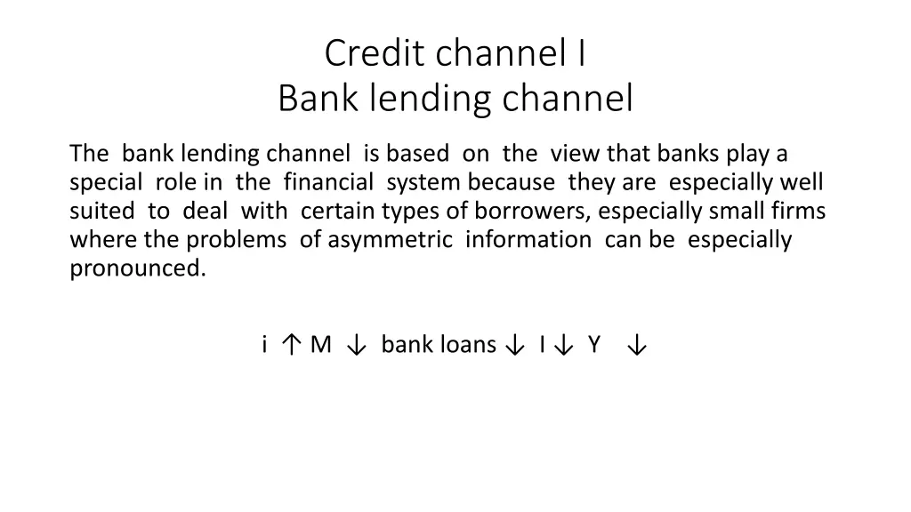 credit channel i bank lending channel