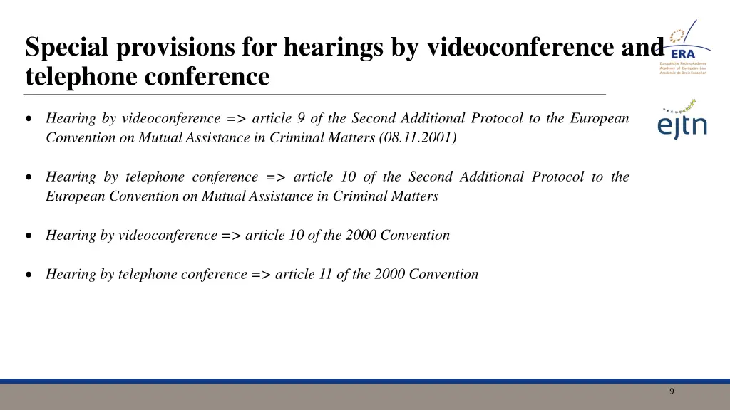 special provisions for hearings