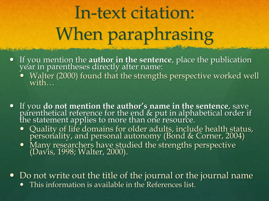 in text citation when paraphrasing