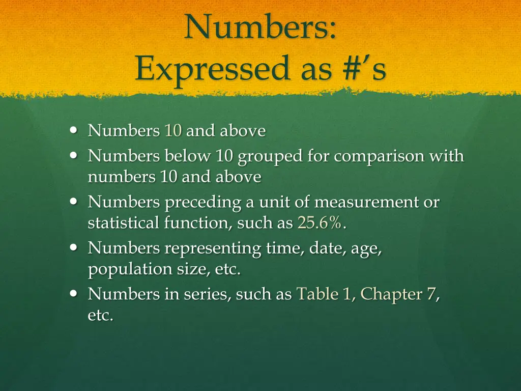 numbers expressed as s