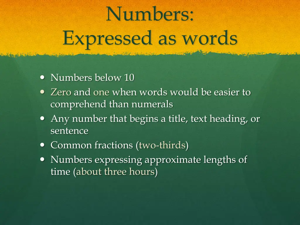 numbers expressed as words