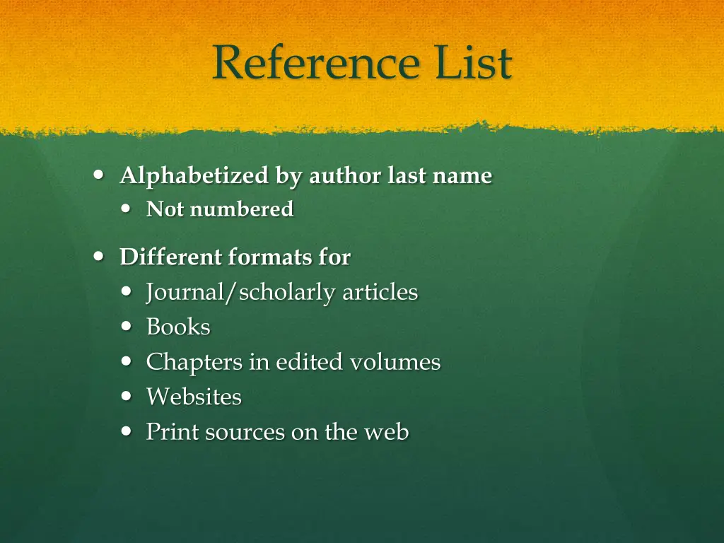 reference list