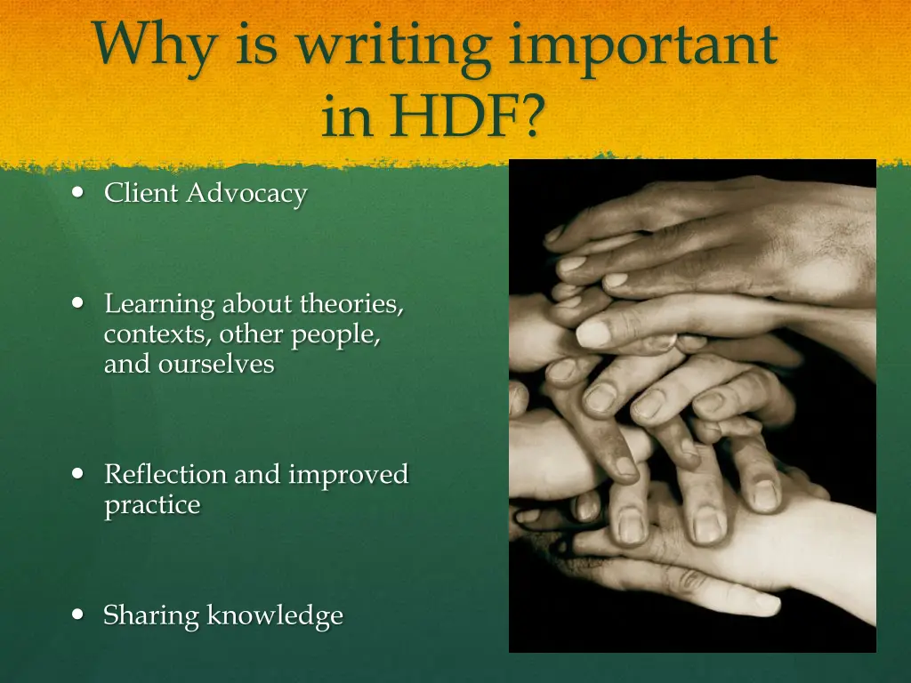 why is writing important in hdf