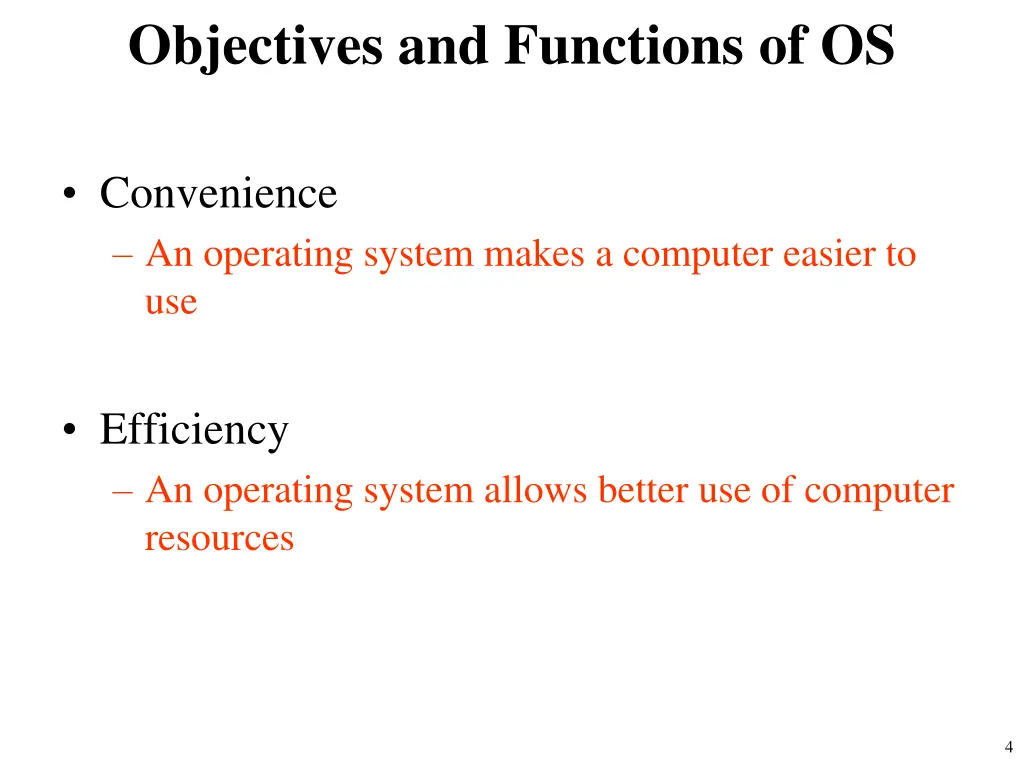 objectives and functions of os