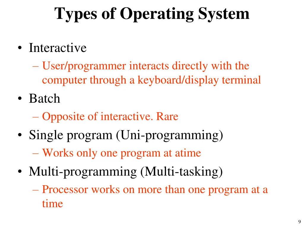 types of operating system