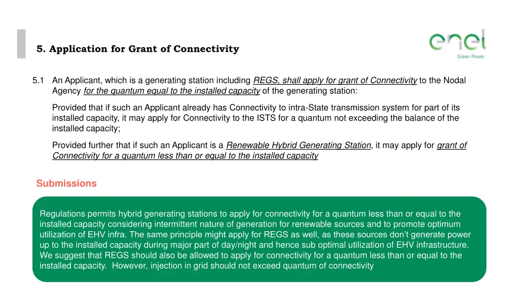 5 application for grant of connectivity