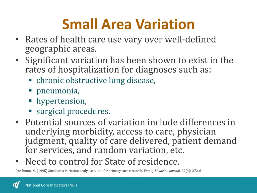 small area variation rates of health care