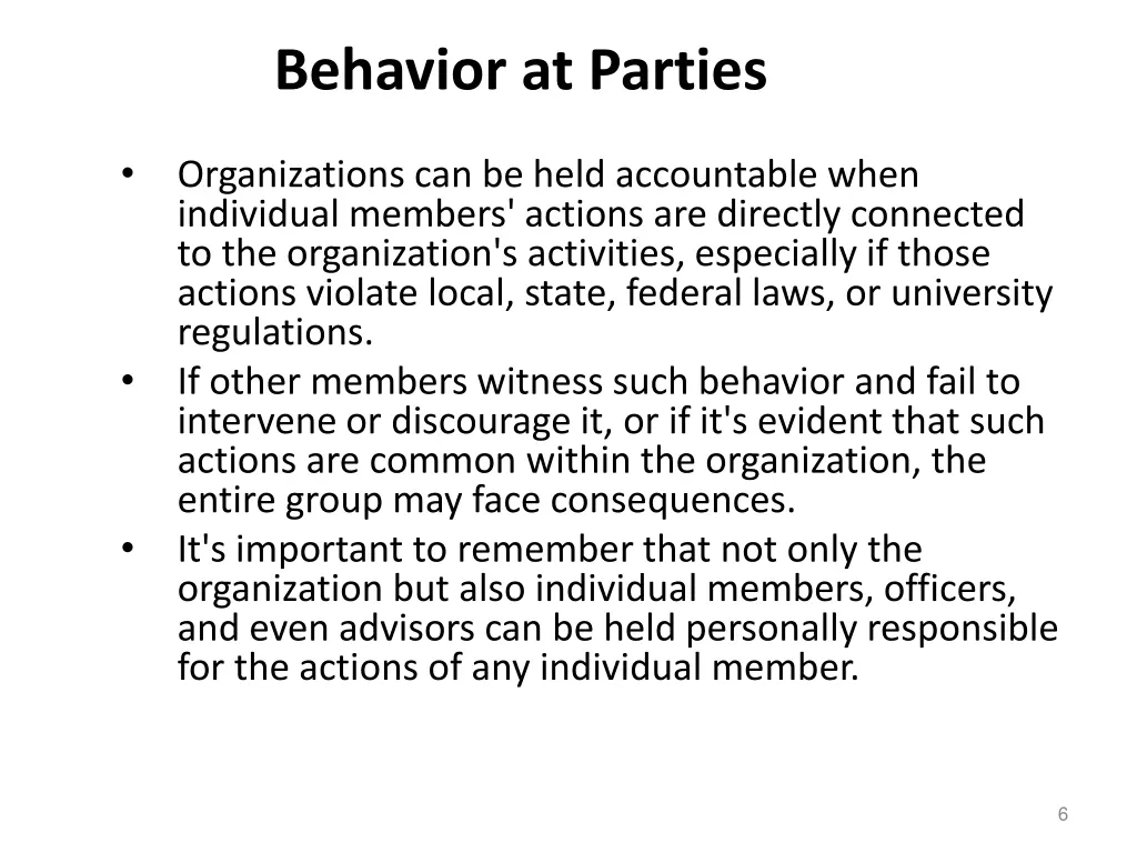 behavior at parties