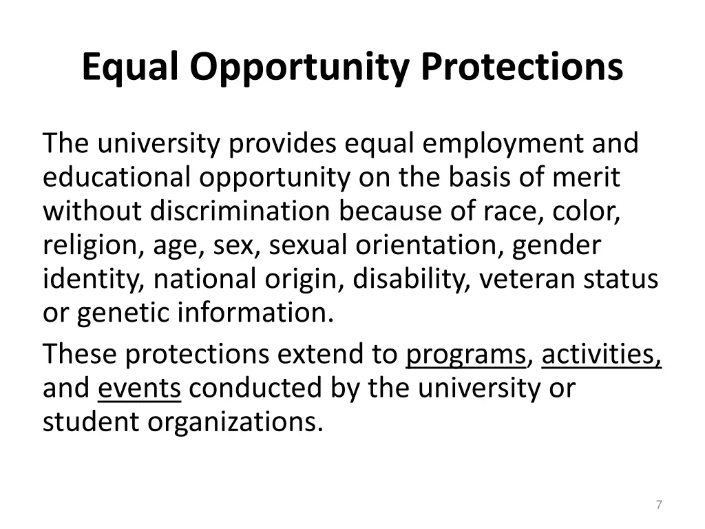 equal opportunity protections