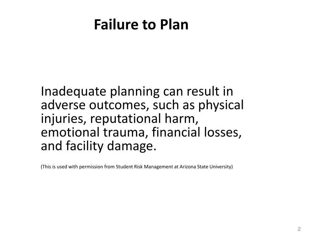 failure to plan