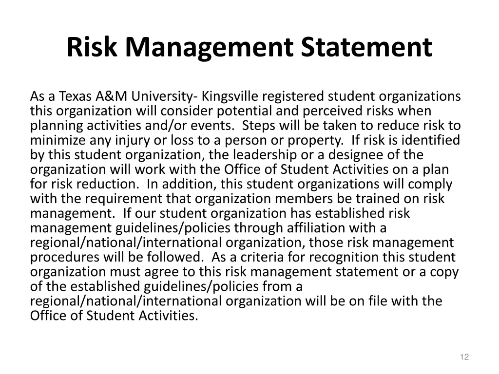 risk management statement