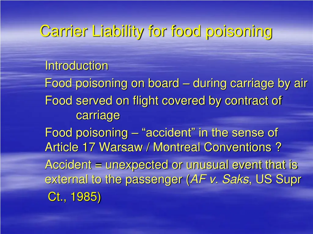 carrier liability for food poisoning