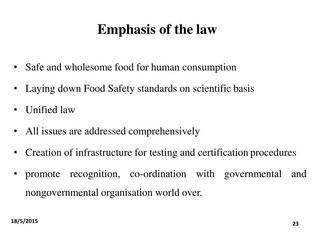 emphasis of the law