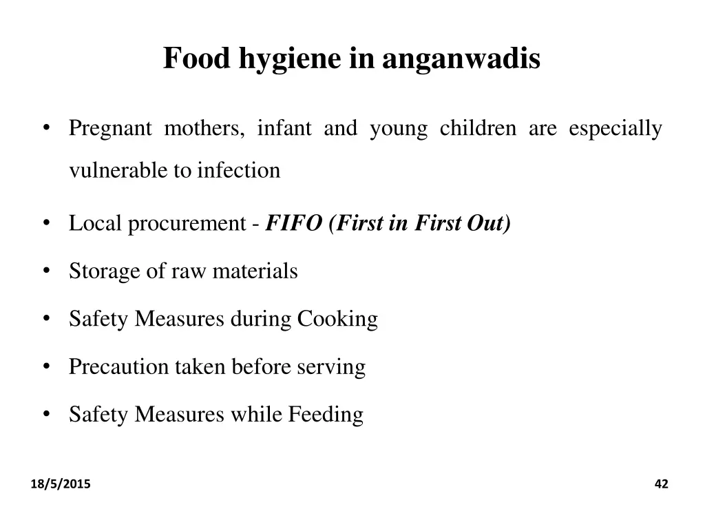 food hygiene in anganwadis