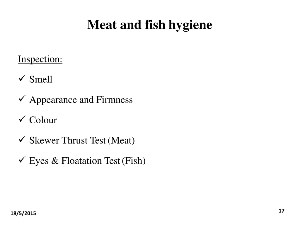 meat and fish hygiene