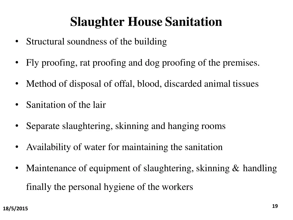 slaughter housesanitation