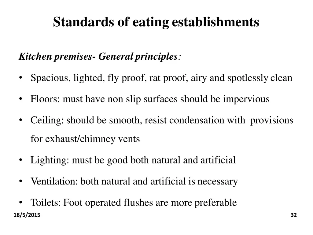 standards of eating establishments 1