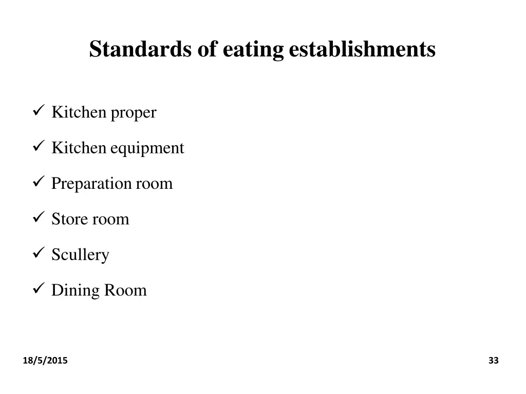 standards of eating establishments 2