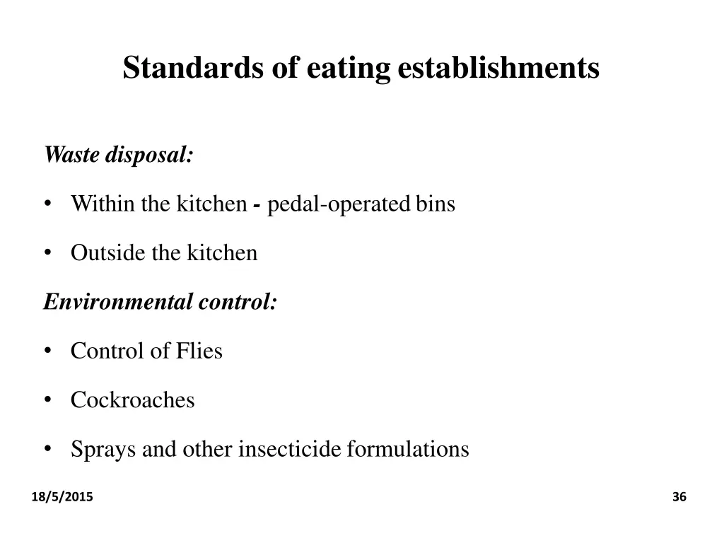 standards of eating establishments 4