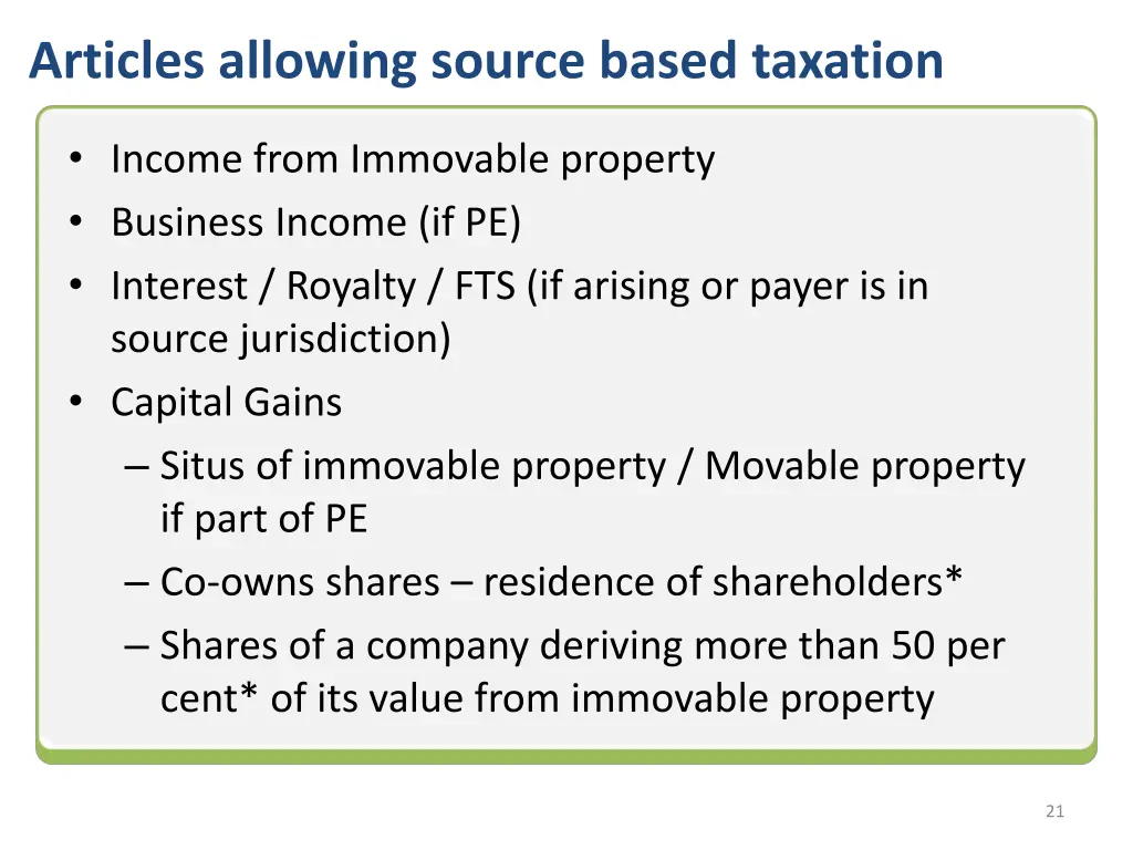 articles allowing source based taxation