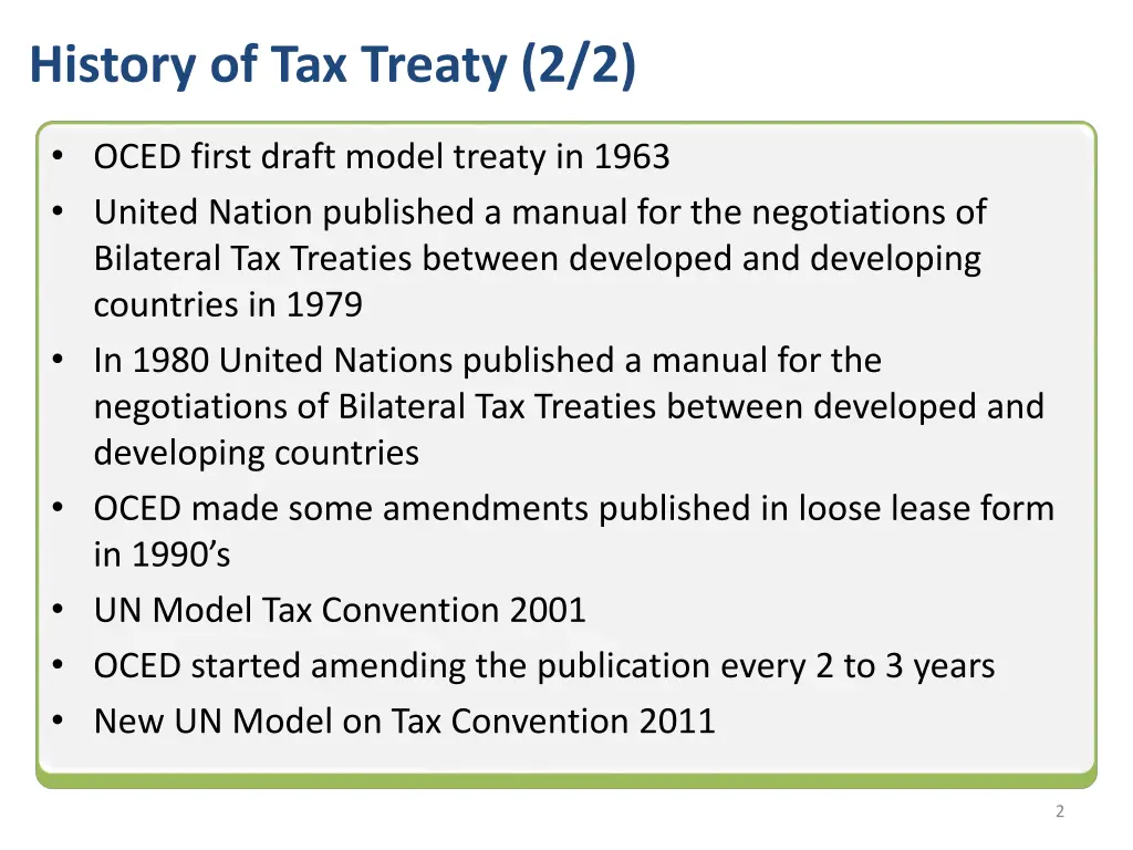 history of tax treaty 2 2