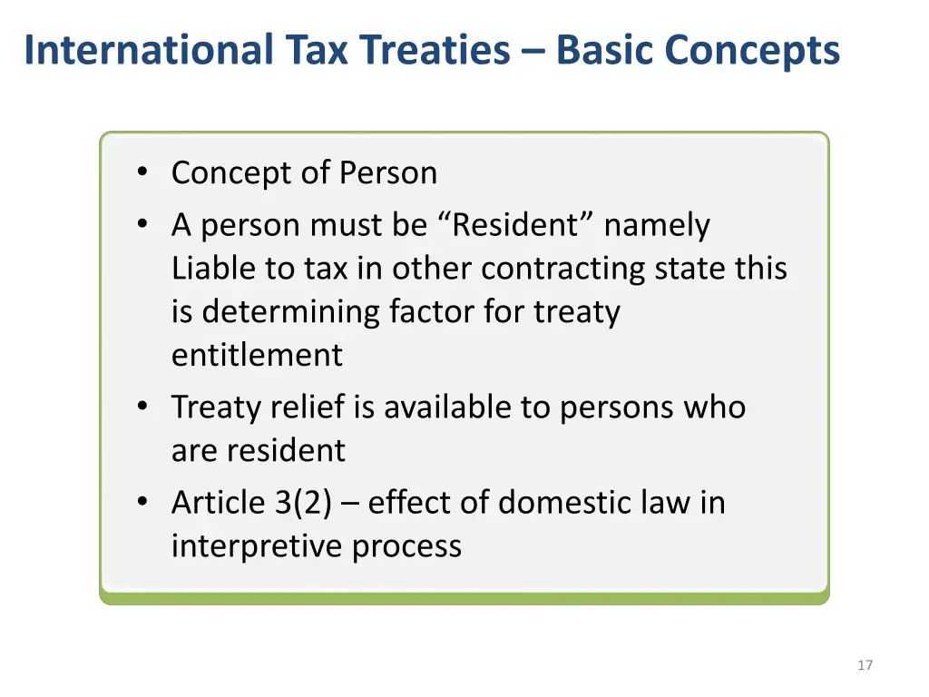 international tax treaties basic concepts