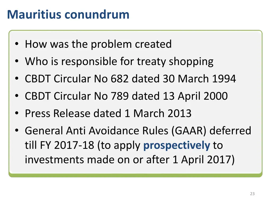 mauritius conundrum