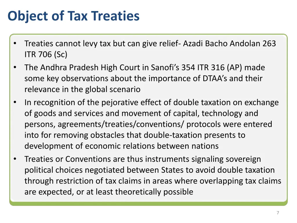 object of tax treaties