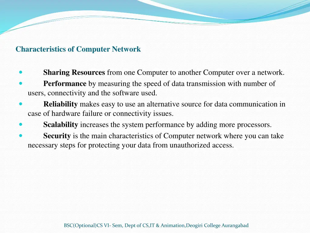 characteristics of computer network