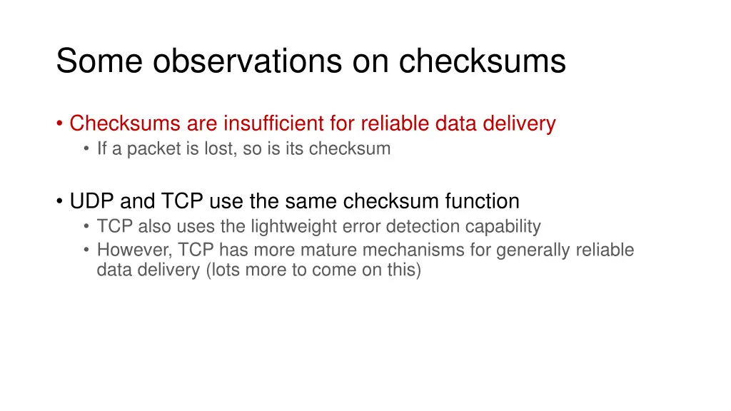 some observations on checksums 1