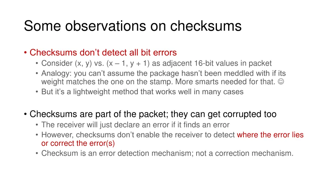 some observations on checksums