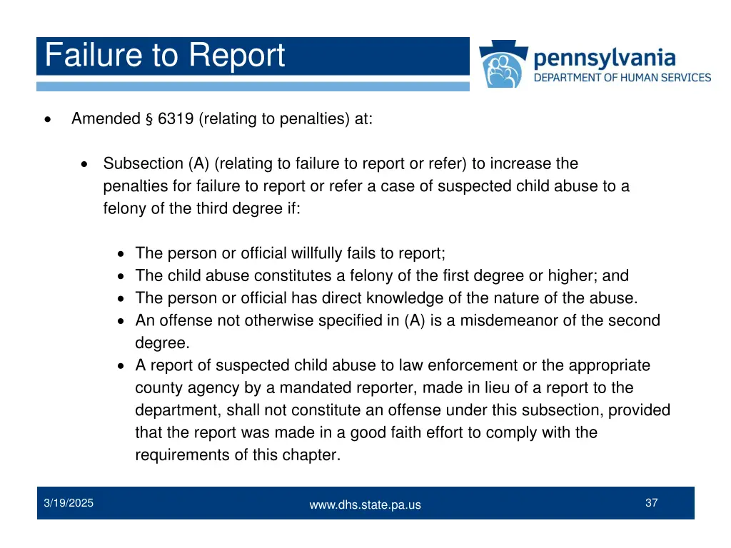 failure to report