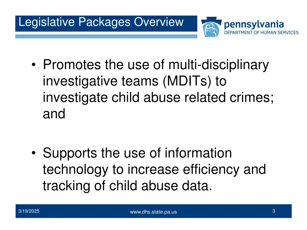 legislative packages overview 1