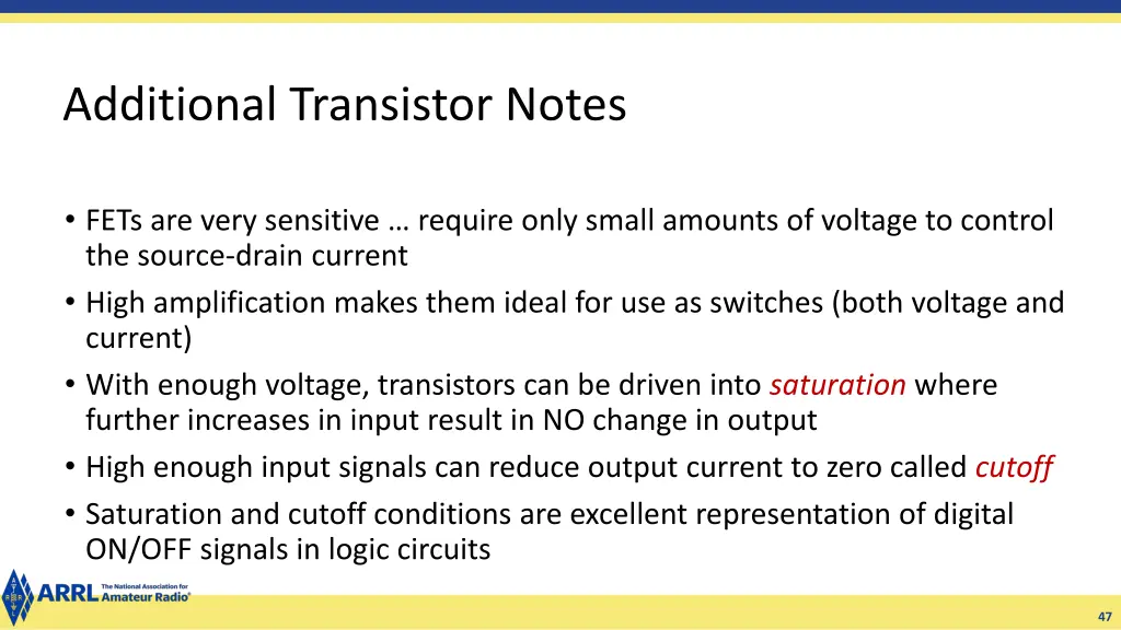additional transistor notes