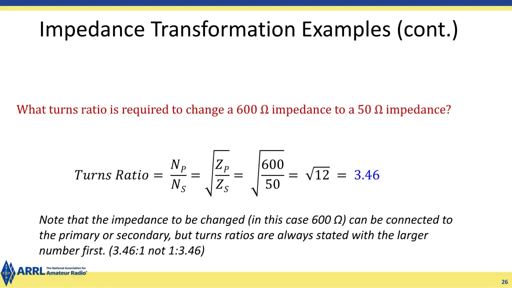 impedance transformation examples cont
