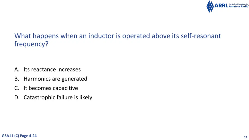 what happens when an inductor is operated above
