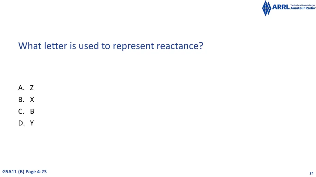what letter is used to represent reactance