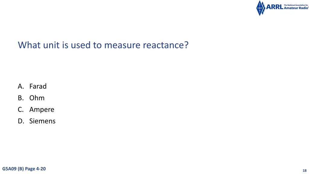 what unit is used to measure reactance