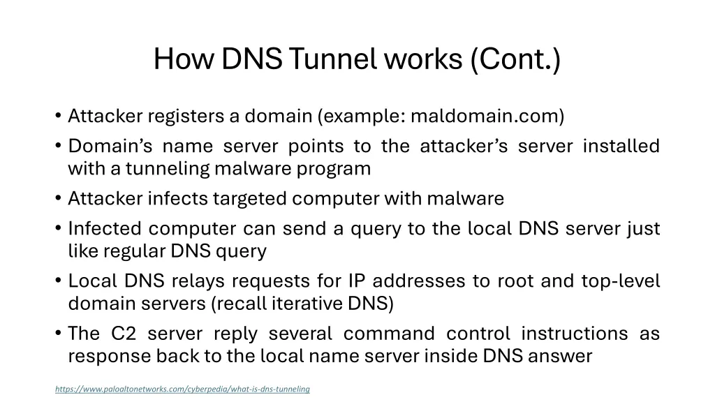 how dns tunnel works cont
