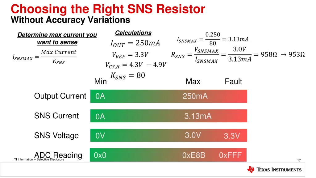 choosing the right sns resistor without accuracy