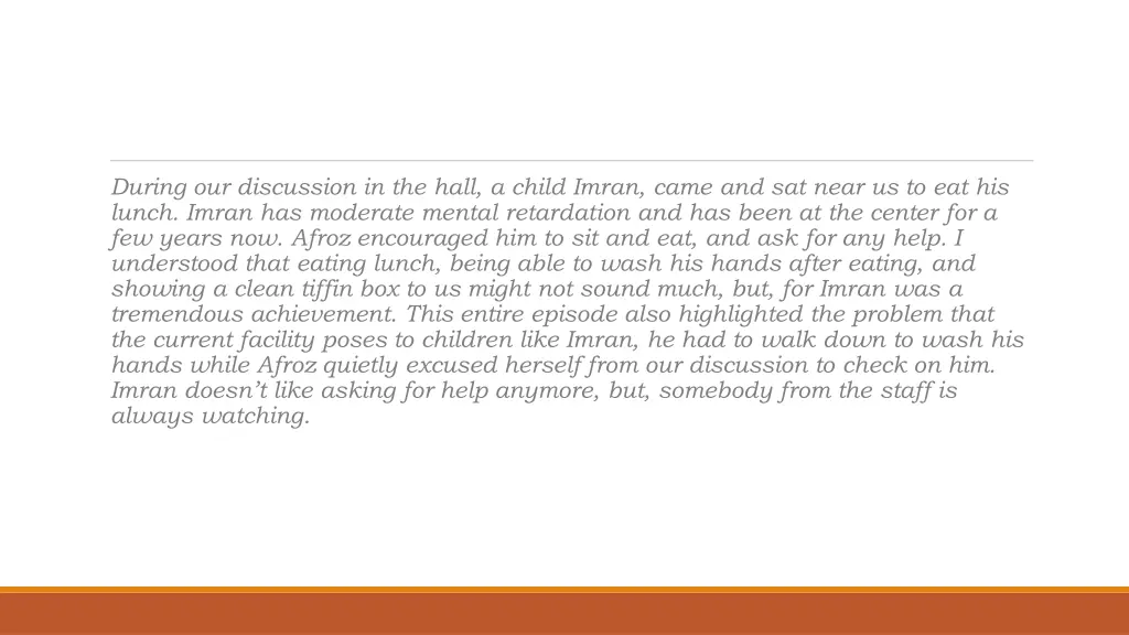 during our discussion in the hall a child imran