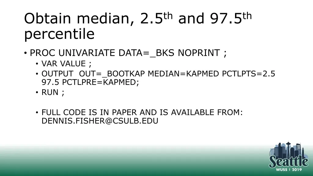 obtain median 2 5 th and 97 5 th percentile