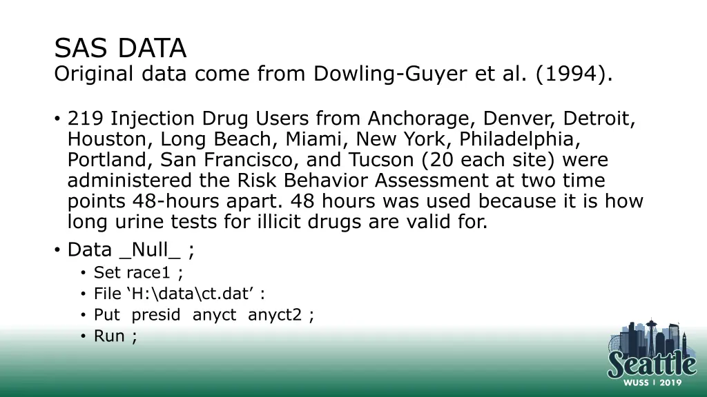 sas data original data come from dowling guyer