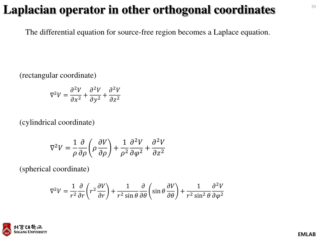 laplacian operator in other orthogonal coordinates