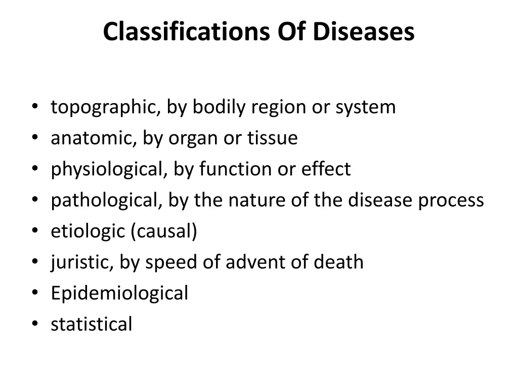 classifications of diseases