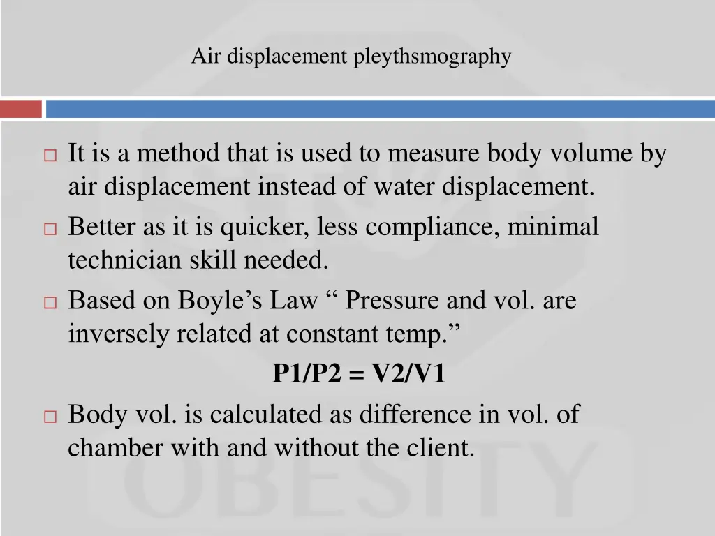 air displacement pleythsmography